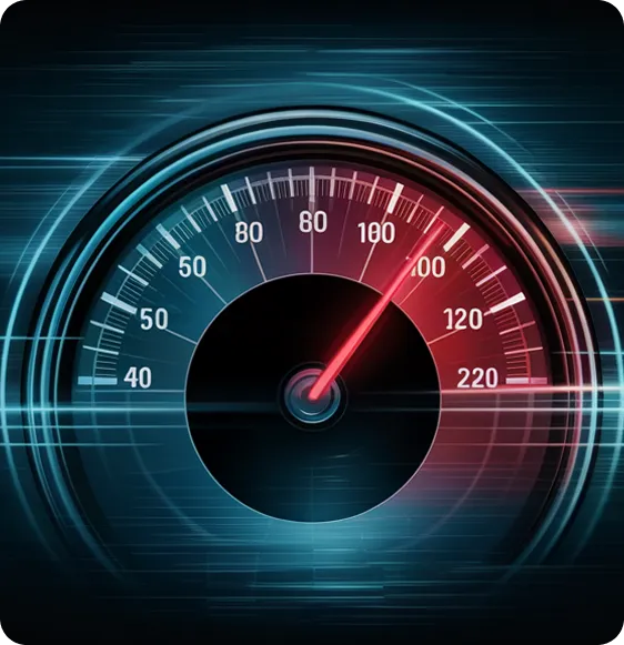 A vehicle speedometer dial