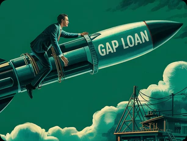 A green road sign reading Gap Loan