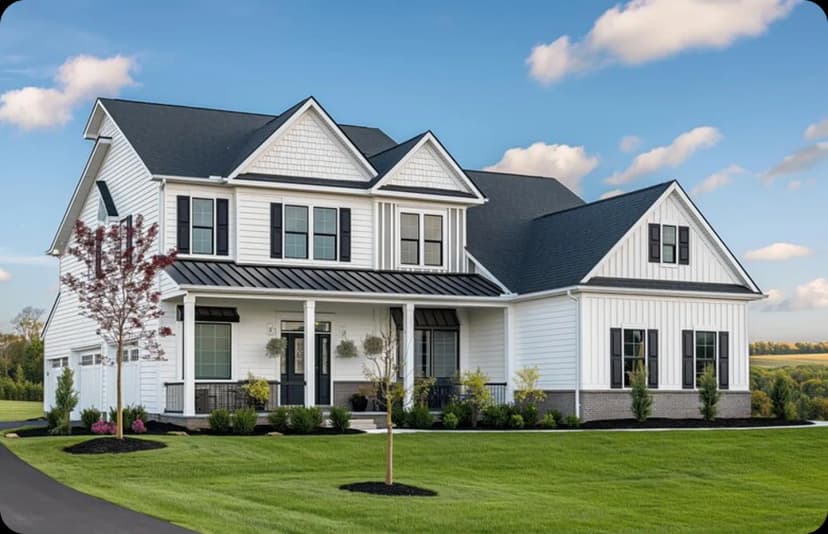 A white two-storey suburban house with a front porch
