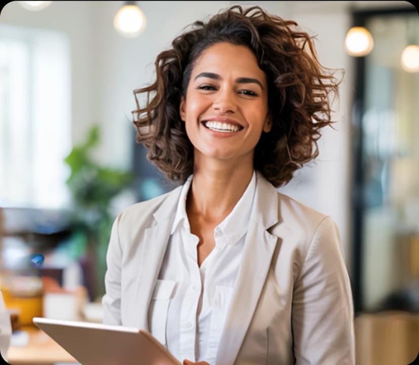A woman smiling outdoors